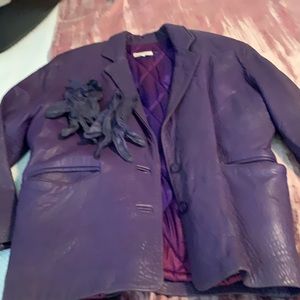 Ann Taylor purple leather blazer, size S